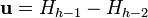 \mathbf{u} = H_{h-1} - H_{h-2}