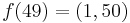 f(49) = (1,50)