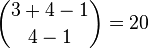 \binom{3 + 4 - 1}{4 - 1} = 20