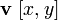 \mathbf{v}\ [x,y]