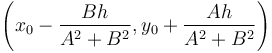 \left(x_0 - \frac{Bh}{A^2+B^2}, y_0 + \frac{Ah}{A^2+B^2}\right)