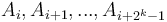 A_i, A_{i+1}, ..., A_{i+2^k-1}