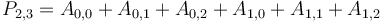 P_{2,3} = A_{0,0} + A_{0,1} + A_{0,2} + A_{1,0} + A_{1,1} + A_{1,2}